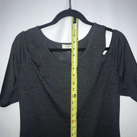 Umgee Dress cut-out shoulder Women's Large Grey Short Sleeve Long Maxi Knit - Picture 6 of 7